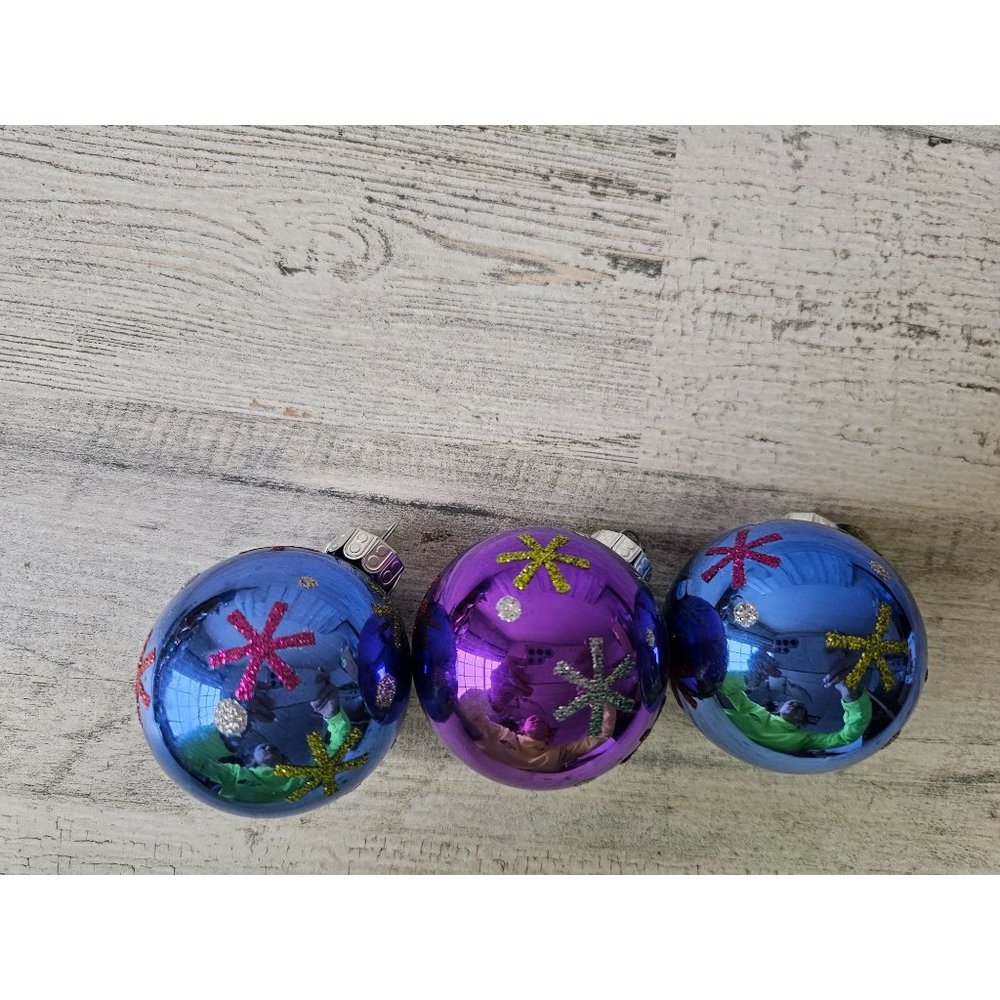 Vintage‎ Radko celebrations mini ball star blue purple ornament set Xmas tree